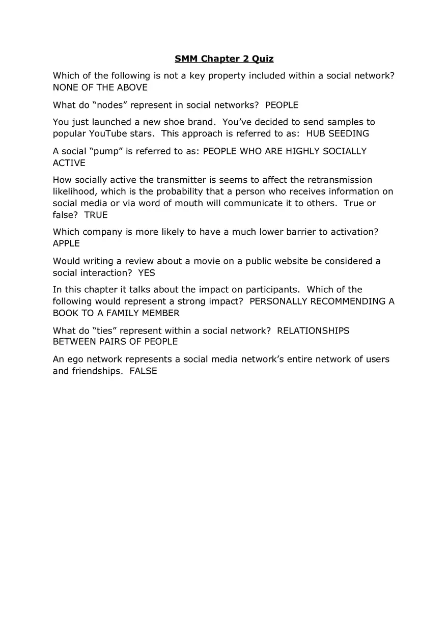 Social Media Marketing 12 Quizzes - Page 2