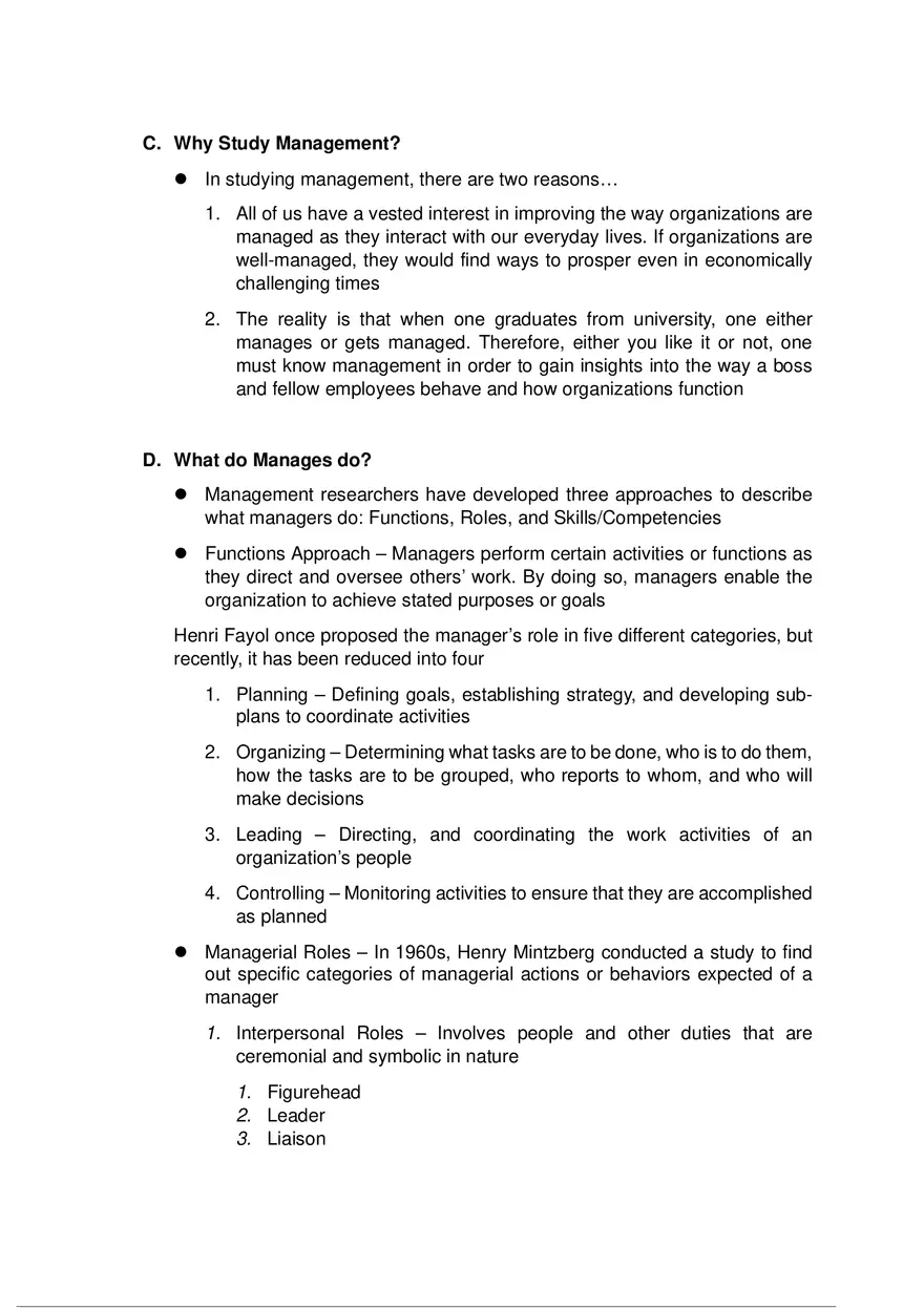 Introduction to Management Notes First Chapter - Page 2