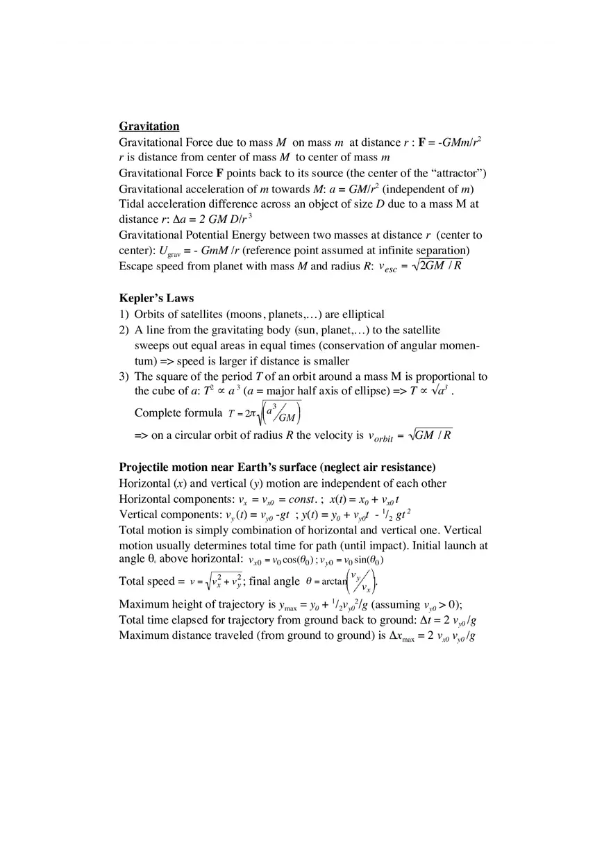 Conceptual Physics Summary of Formula Sheet - Page 12