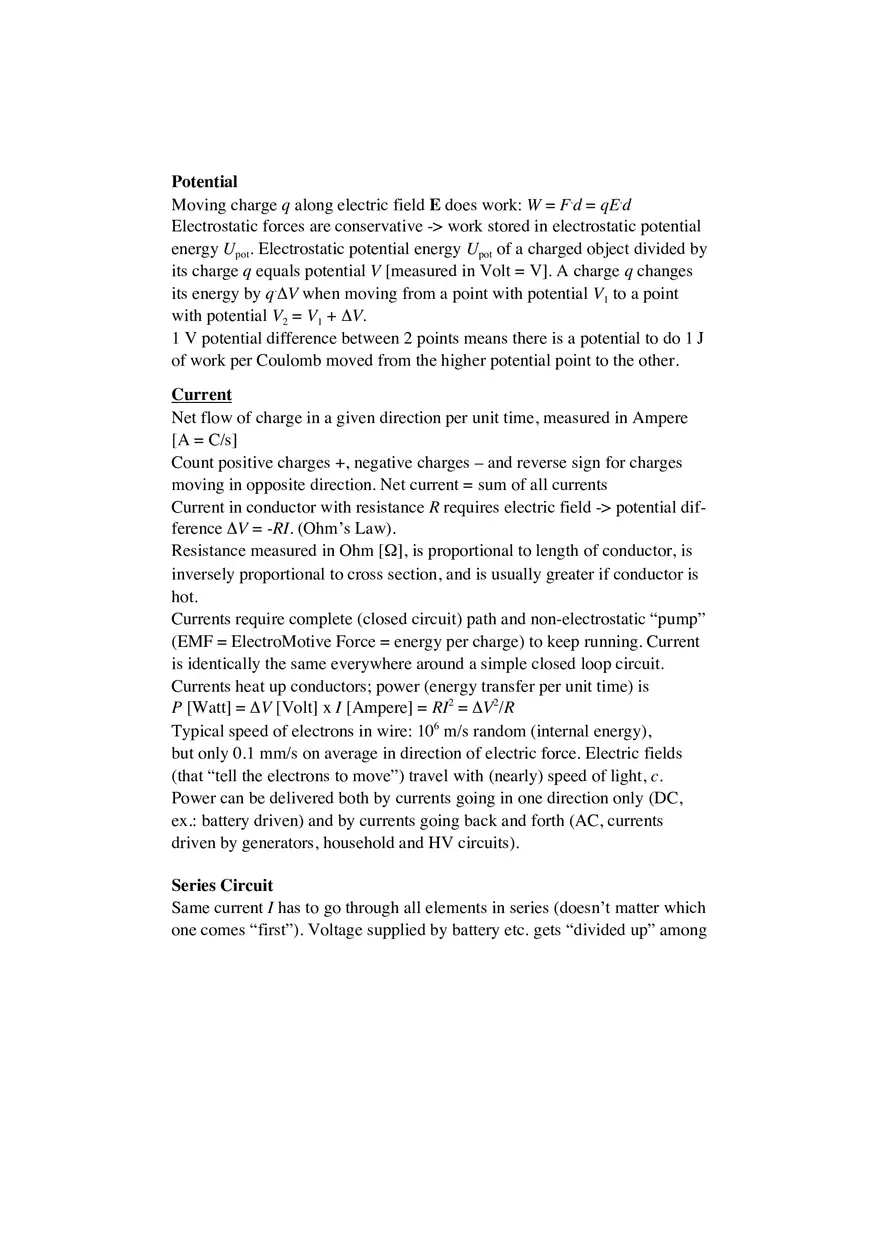 Conceptual Physics Summary of Formula Sheet - Page 3