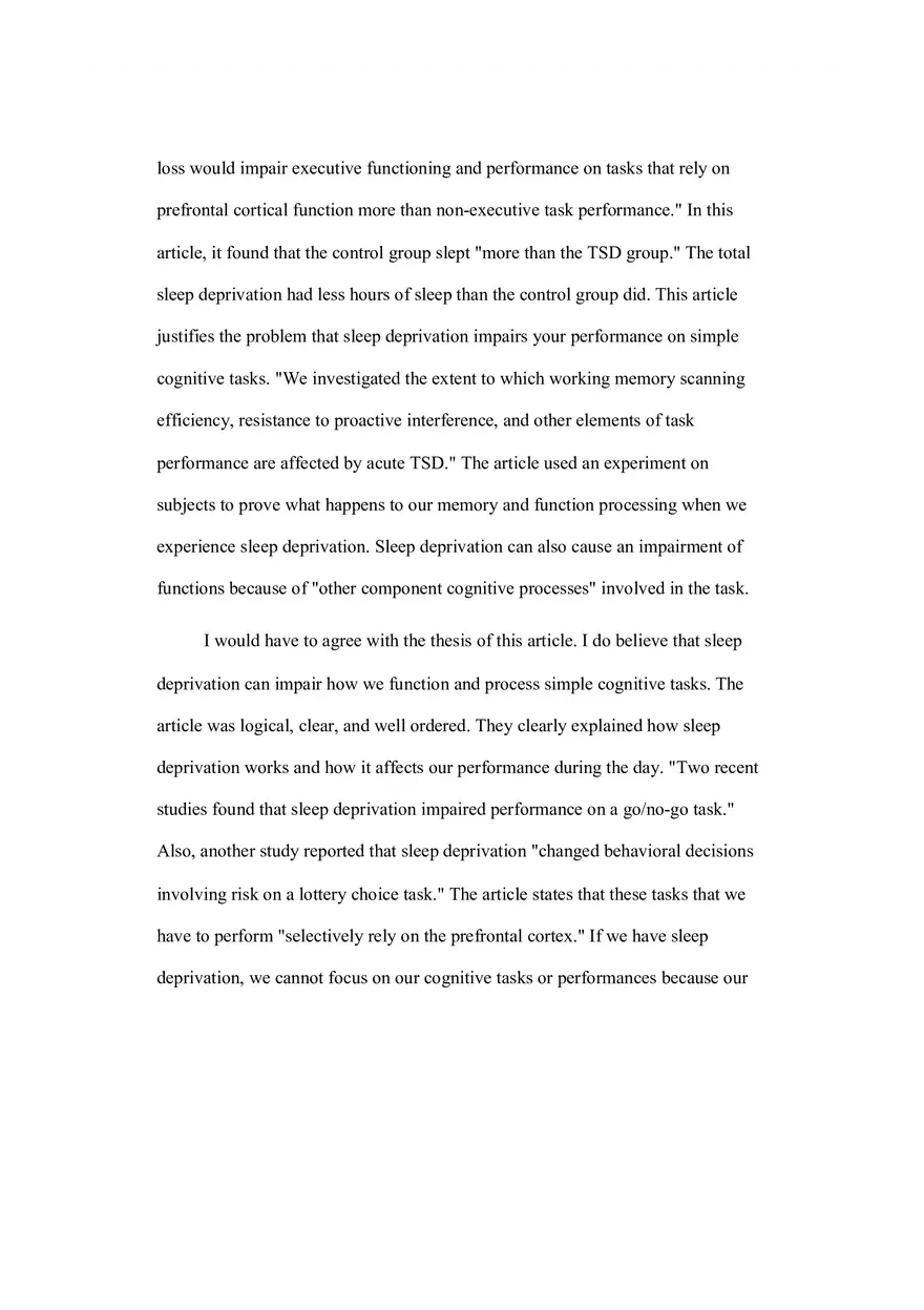 Sleep Deprivation Essay - Page 2