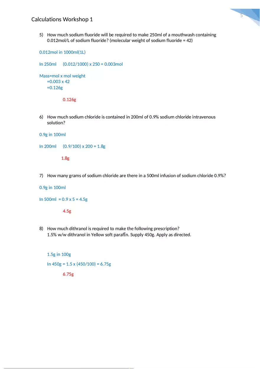 Calculations Workshop 1 Worked Answers - Page 2
