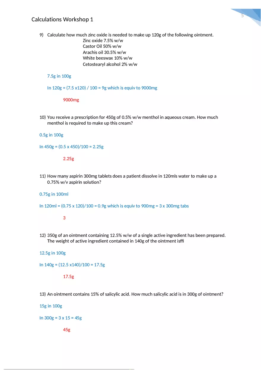 Calculations Workshop 1 Worked Answers - Page 3
