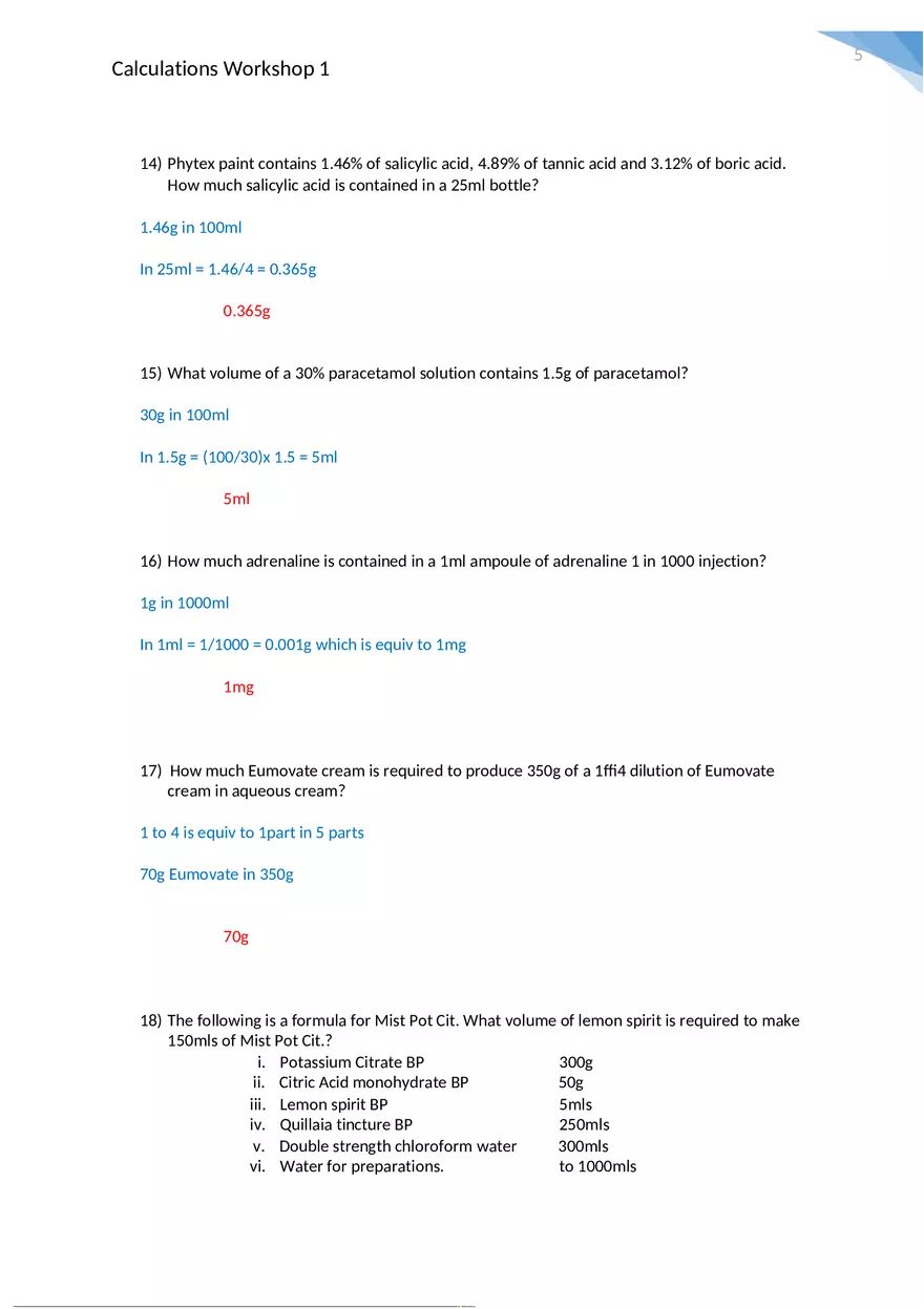Calculations Workshop 1 Worked Answers - Page 4