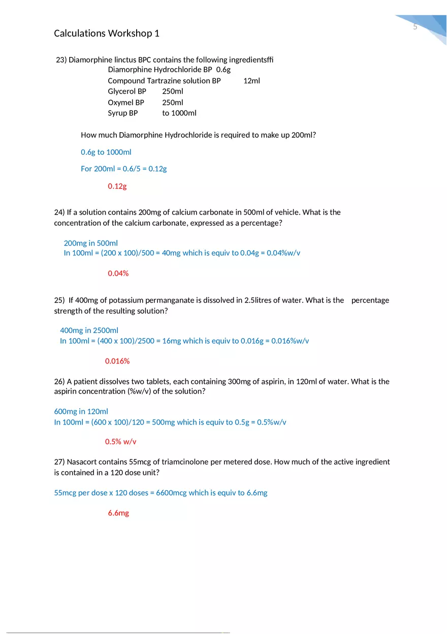 Calculations Workshop 1 Worked Answers - Page 6
