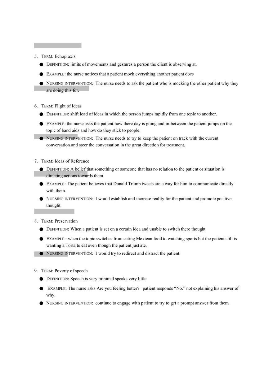 Terms in Schizophrenia Worksheet - Page 2