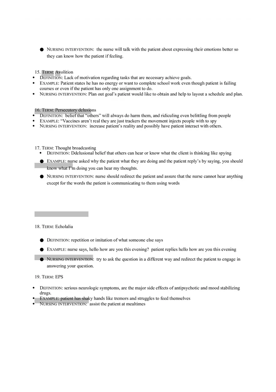 Terms in Schizophrenia Worksheet - Page 4
