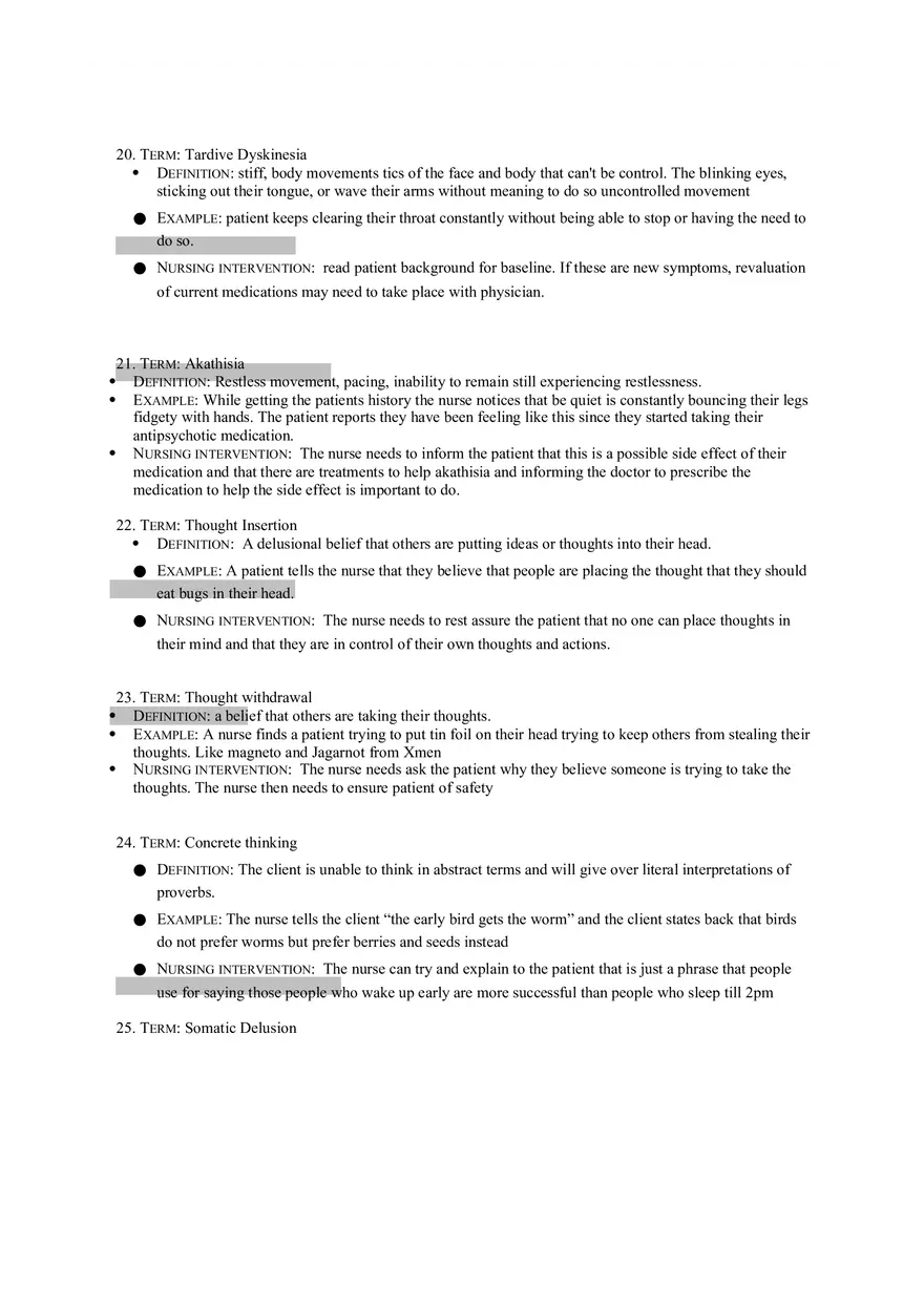 Terms in Schizophrenia Worksheet - Page 5