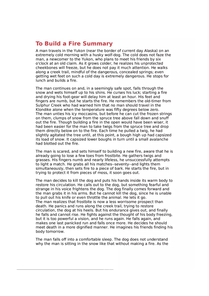 To Build a Fire - Jack London - Page 1