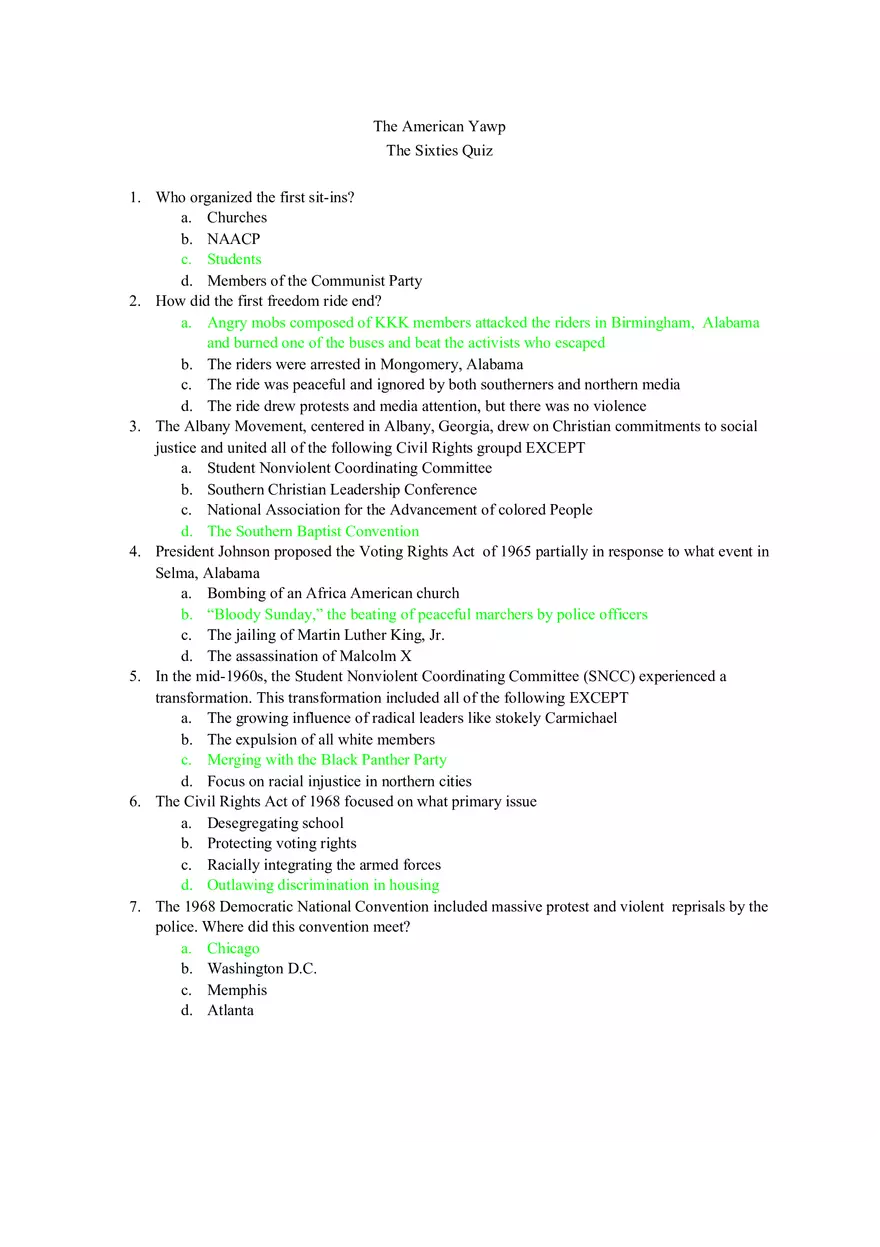The American Yawp Quiz - Page 1