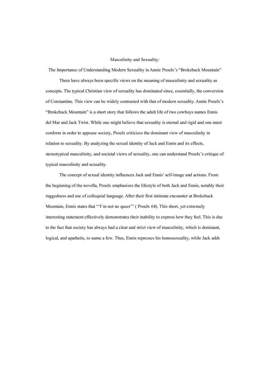 Masculinity and Sexuality Essay - Page 1