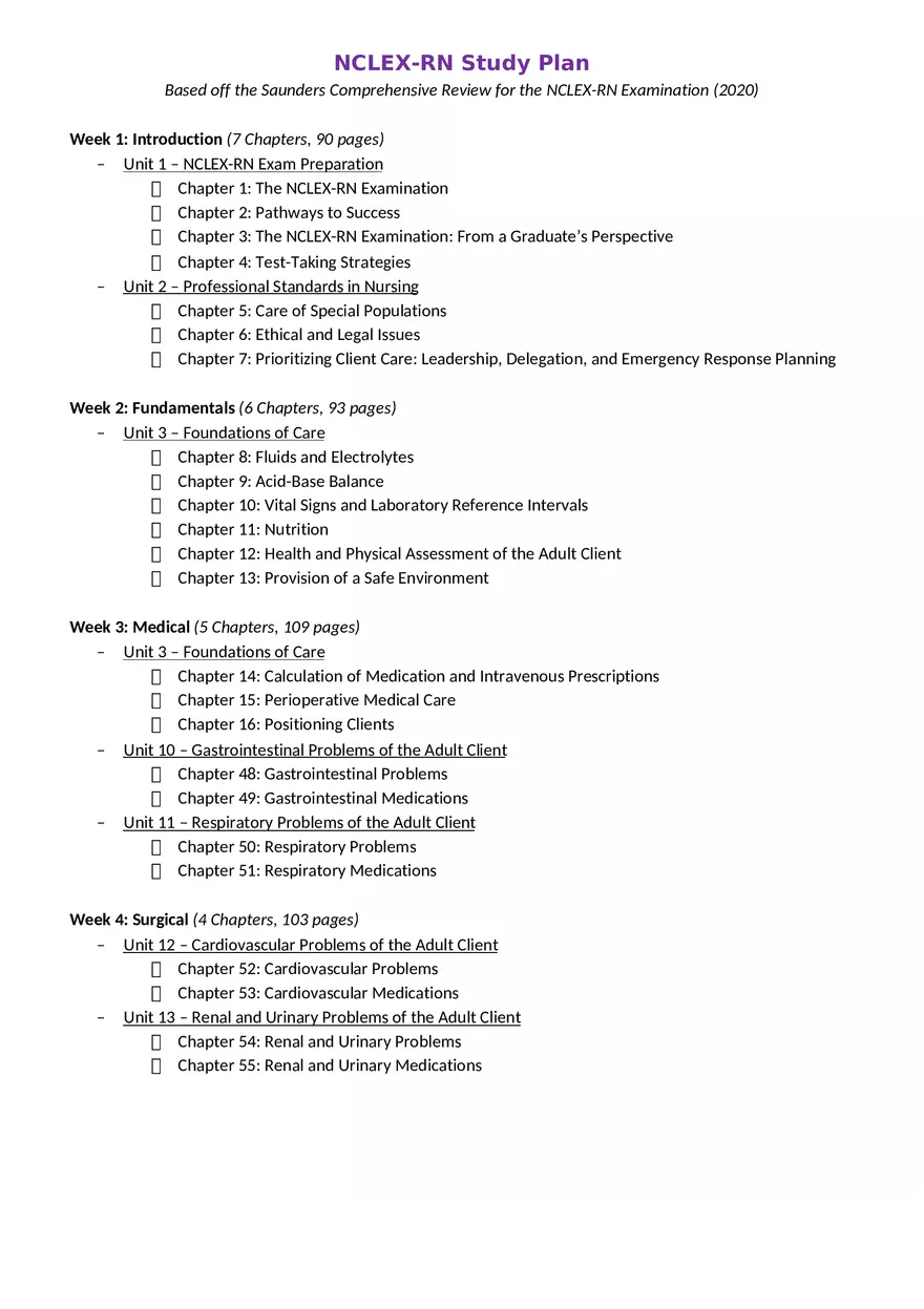 NCLEX-RN Study Plan - Page 1