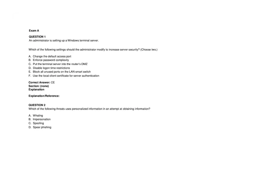 Windows Server Security - Practice Test and Answers Part 1 - Page 1