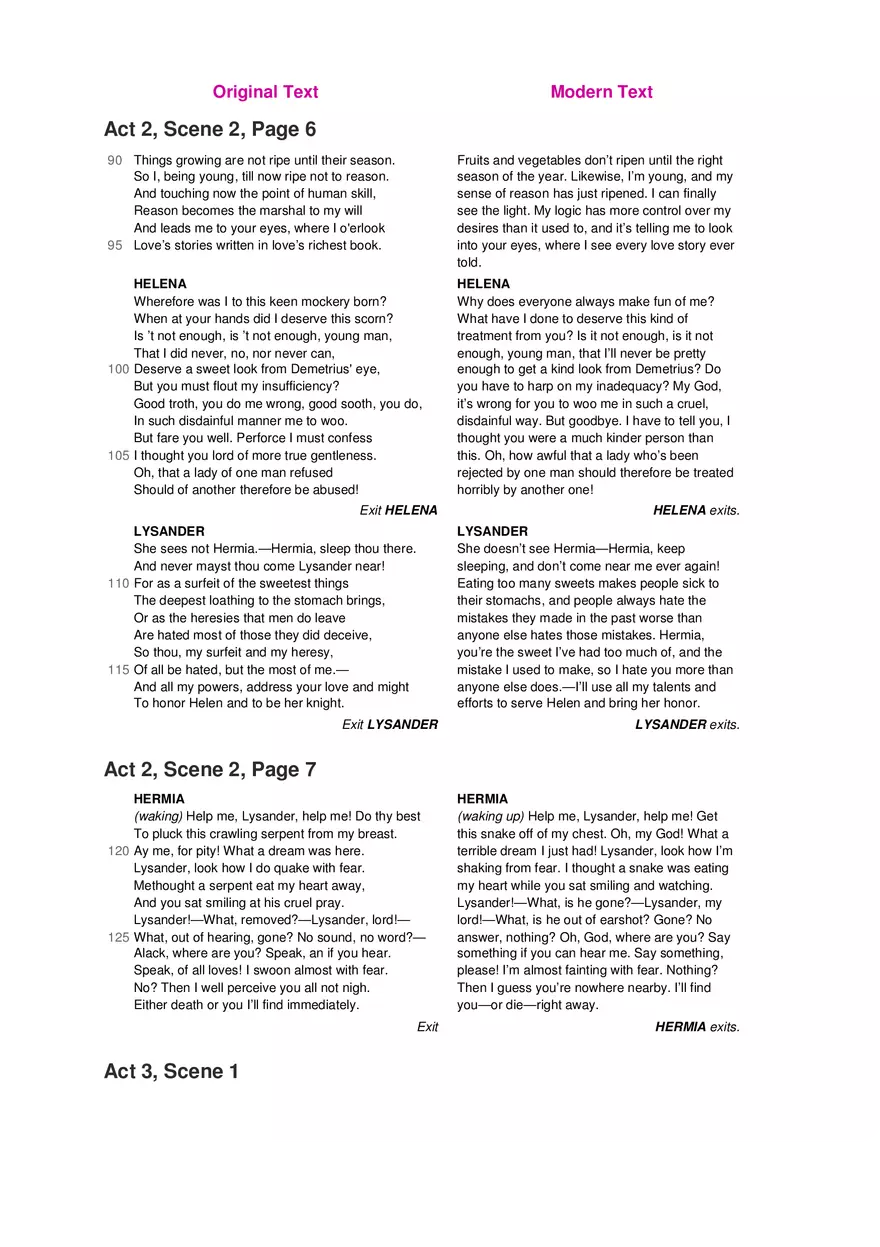 A Midsummer Night's Dream No Fear Shakespeare Part 3 - Page 1
