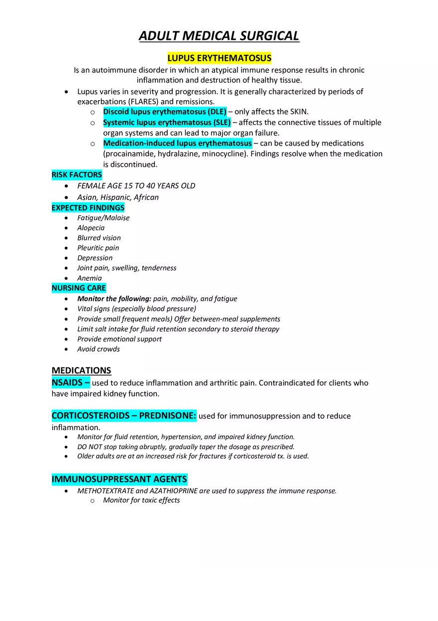 Adult Medical Surgical Notes For Nursing Part 2 - Page 6