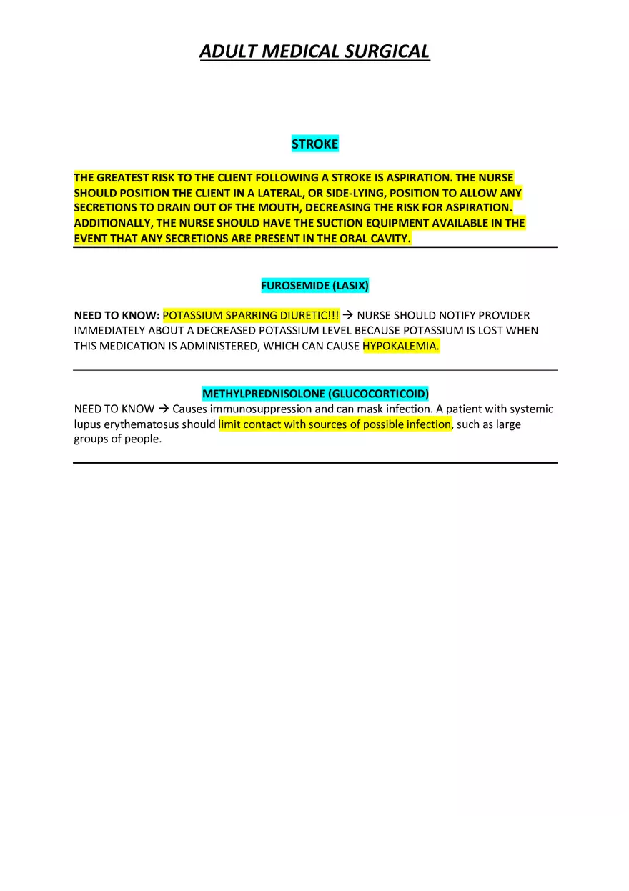 Adult Medical Surgical Notes For Nursing Part 3 - Page 8