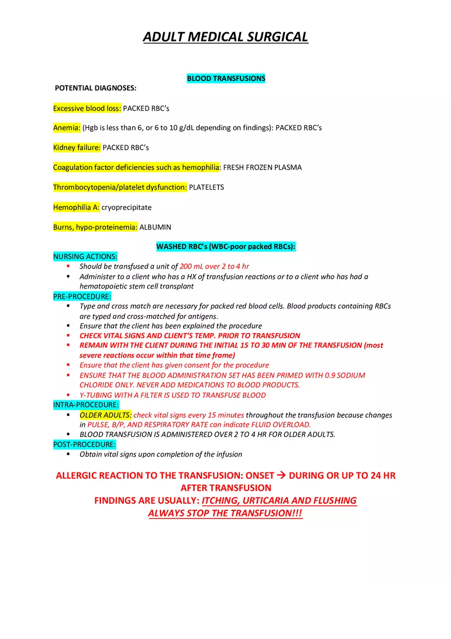 Adult Medical Surgical Notes For Nursing Part 3 - Page 10