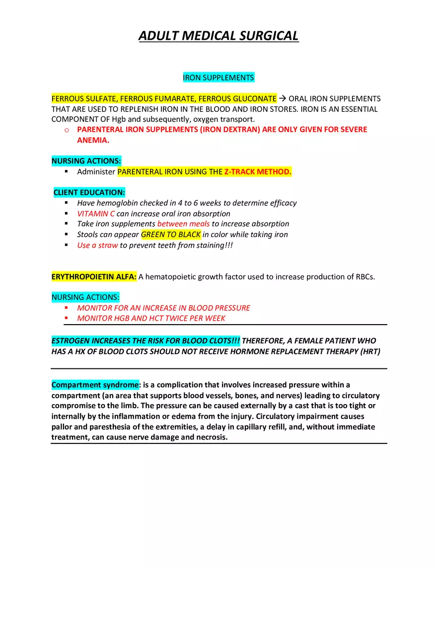 Adult Medical Surgical Notes For Nursing Part 3 - Page 11
