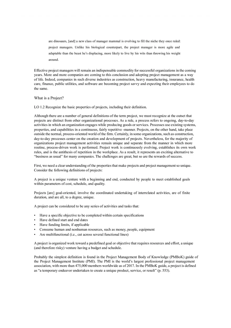 Lecture Notes - Introduction to Project Management and Why Project Management - Page 2