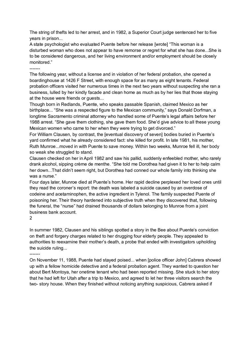The Life and Deaths of Dorothea Puente Detailed Notes - Page 2