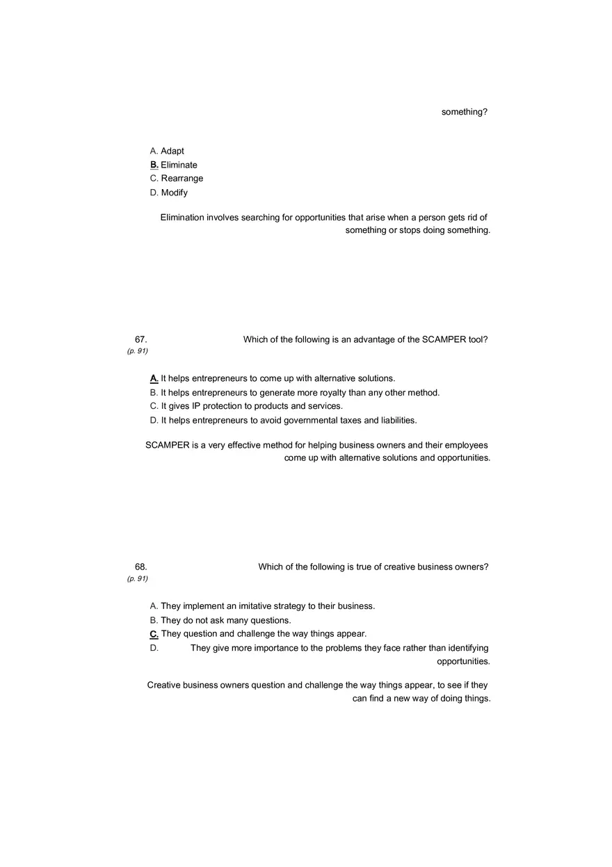 Small Business Its Opportunities and Rewards (Answer Key) Part 9 - Page 9