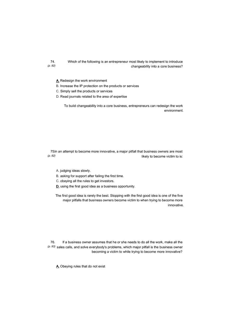 Small Business Its Opportunities and Rewards (Answer Key) Part 9 - Page 12