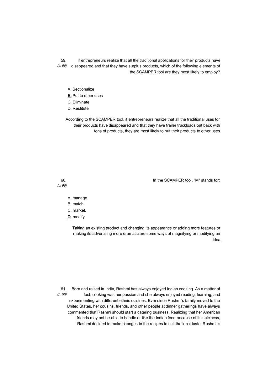 Small Business Its Opportunities and Rewards (Answer Key) Part 9 - Page 2