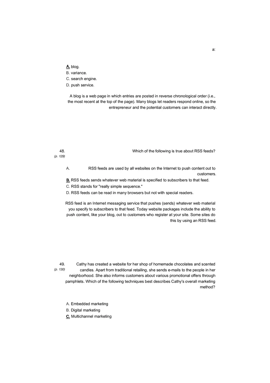Small Business Its Opportunities and Rewards (Answer Key) Part 11 - Page 8