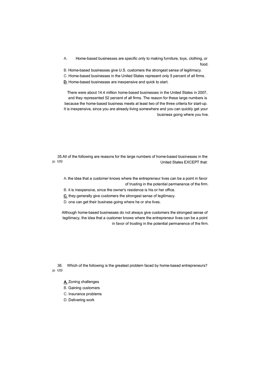 Small Business Its Opportunities and Rewards (Answer Key) Part 11 - Page 2