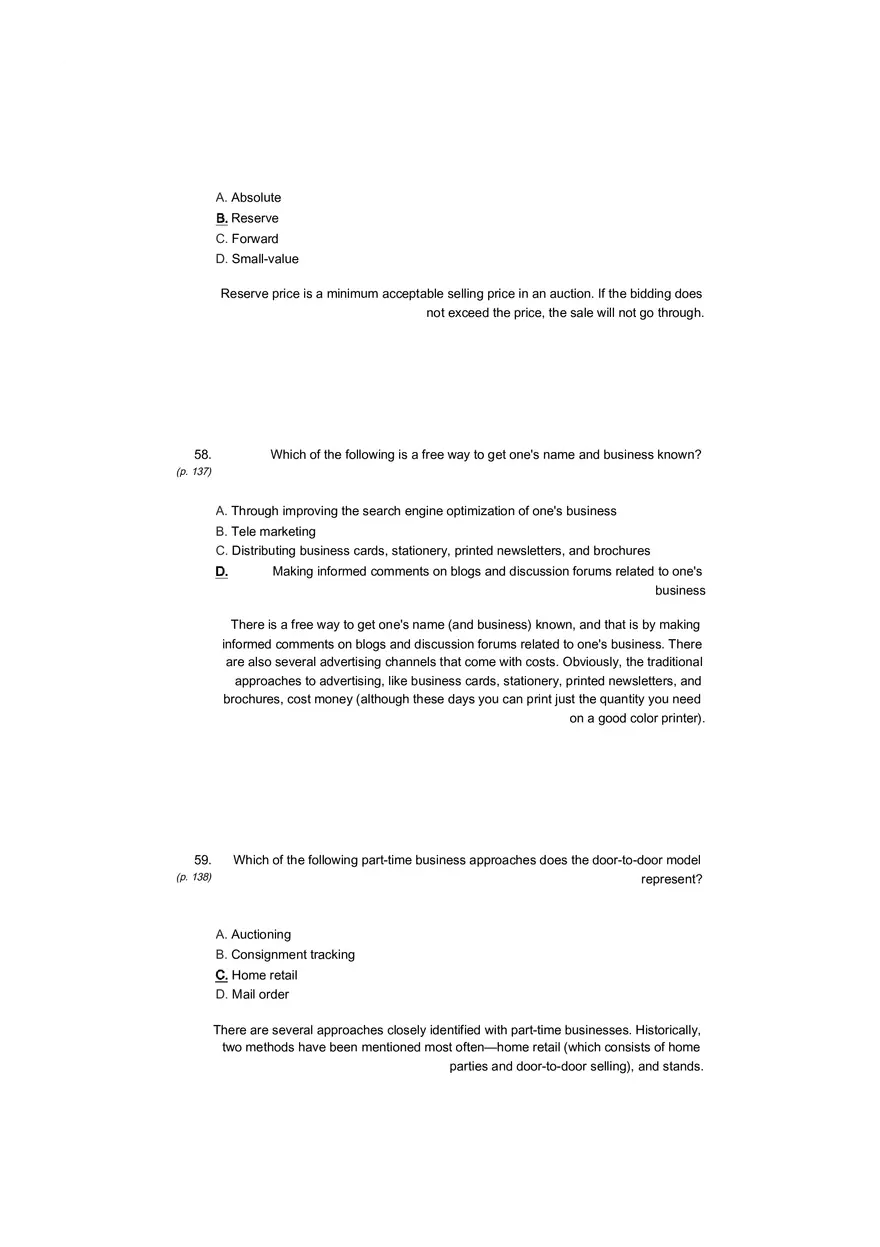 Small Business Its Opportunities and Rewards (Answer Key) Part 11 - Page 3