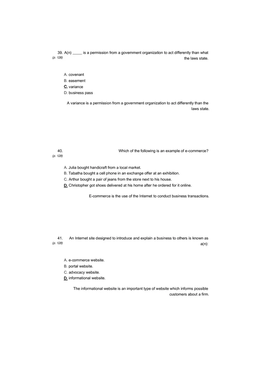 Small Business Its Opportunities and Rewards (Answer Key) Part 11 - Page 5