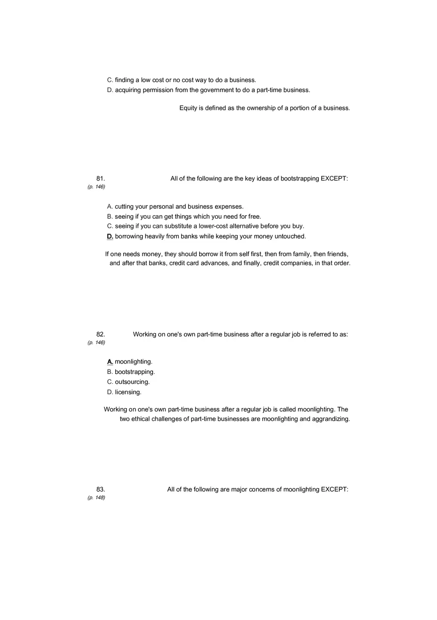 Small Business Its Opportunities and Rewards (Answer Key) Part 12 - Page 9