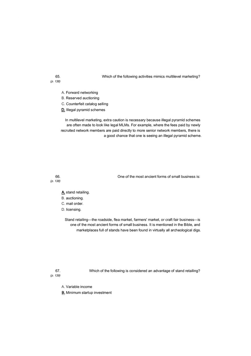 Small Business Its Opportunities and Rewards (Answer Key) Part 12 - Page 3