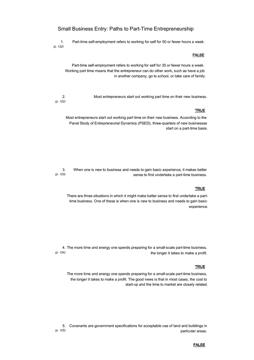 Small Business Its Opportunities and Rewards (Answer Key) Part 10 - Page 1