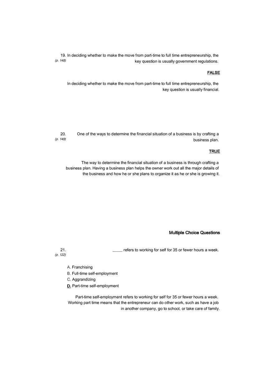 Small Business Its Opportunities and Rewards (Answer Key) Part 10 - Page 6