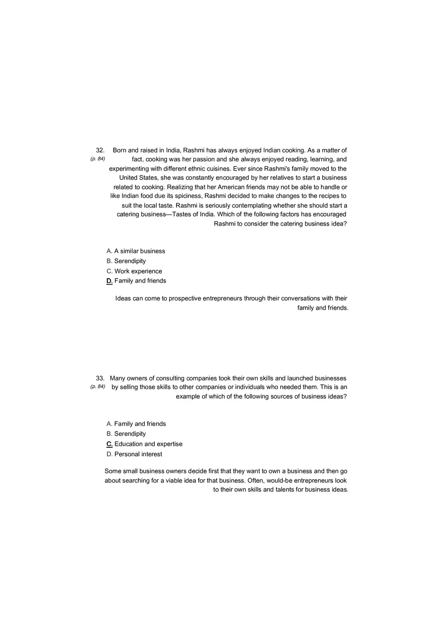 Small Business Its Opportunities and Rewards (Answer Key) Part 8 - Page 1