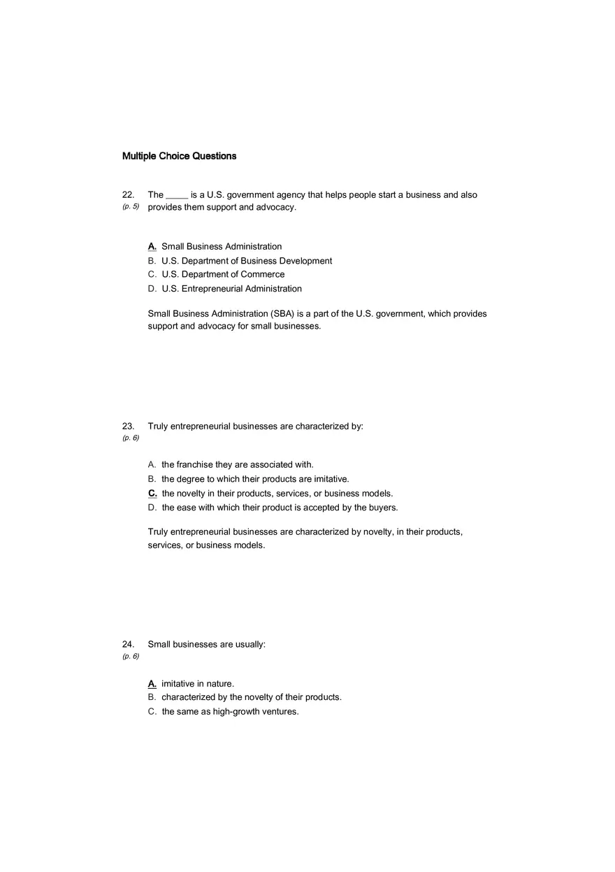 Small Business Its Opportunities and Rewards (Answer Key) Part 1 - Page 7