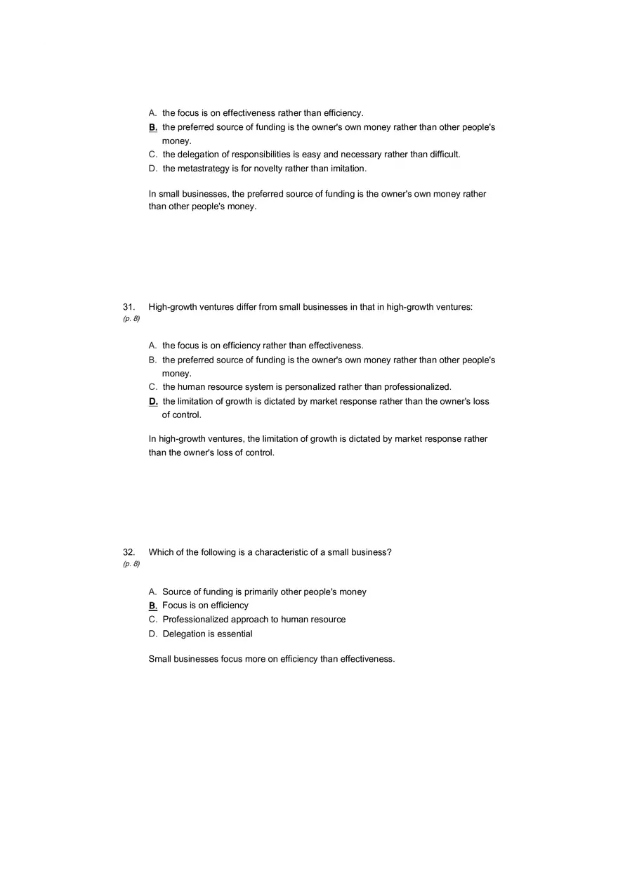 Small Business Its Opportunities and Rewards (Answer Key) Part 1 - Page 10