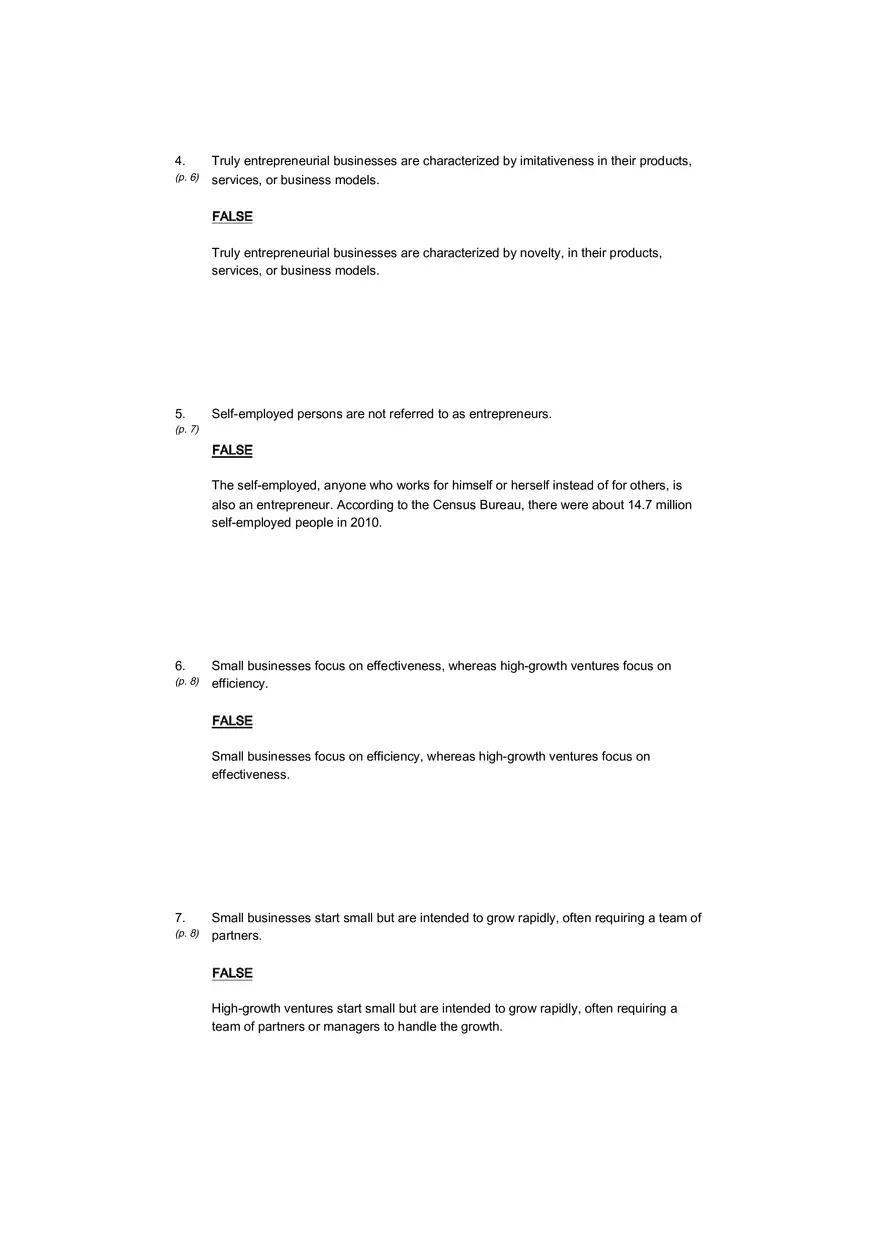 Small Business Its Opportunities and Rewards (Answer Key) Part 1 - Page 2