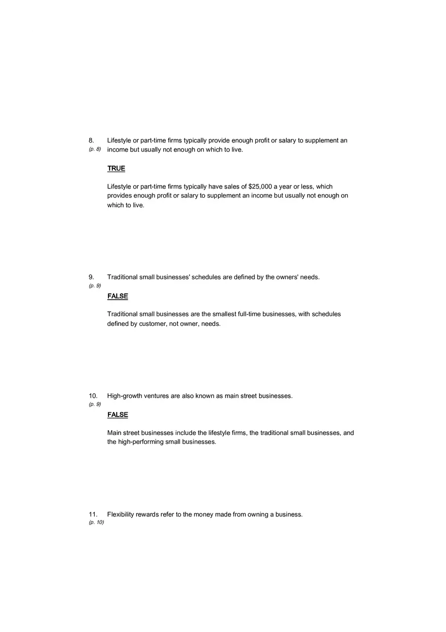 Small Business Its Opportunities and Rewards (Answer Key) Part 1 - Page 3