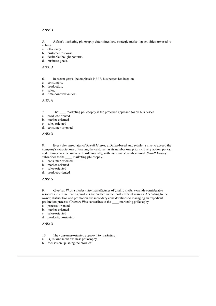 Small Business Management Study Questions - The Marketing Plan - Page 12