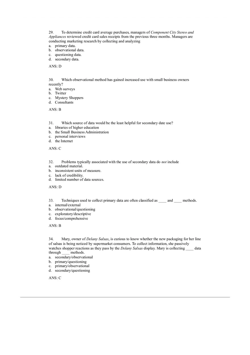 Small Business Management Study Questions - The Marketing Plan - Page 16