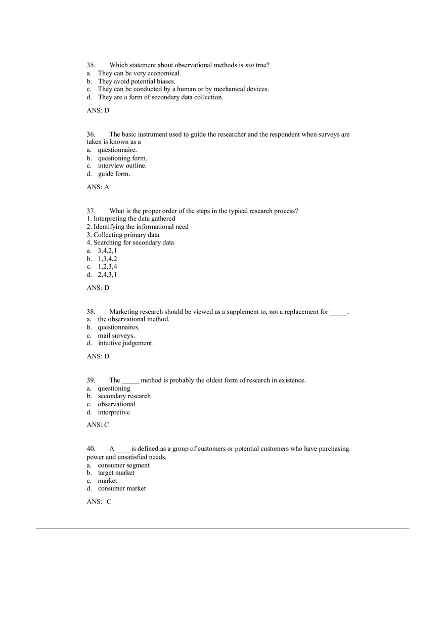 Small Business Management Study Questions - The Marketing Plan - Page 3