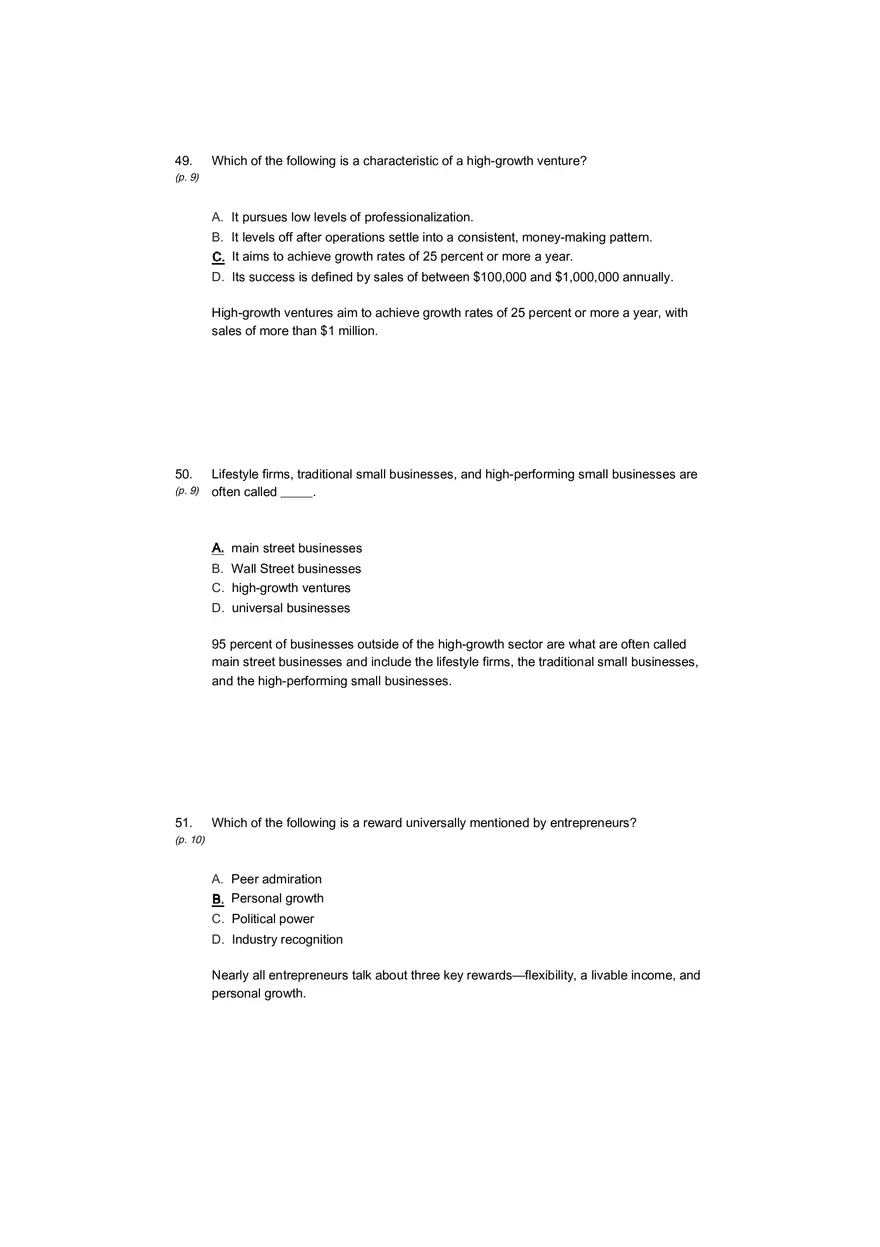Small Business Its Opportunities and Rewards (Answer Key) Part 2 - Page 7