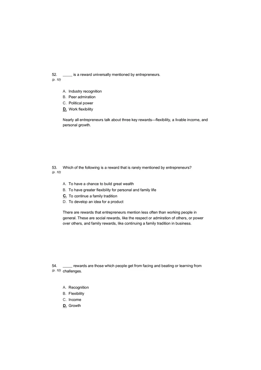 Small Business Its Opportunities and Rewards (Answer Key) Part 2 - Page 8