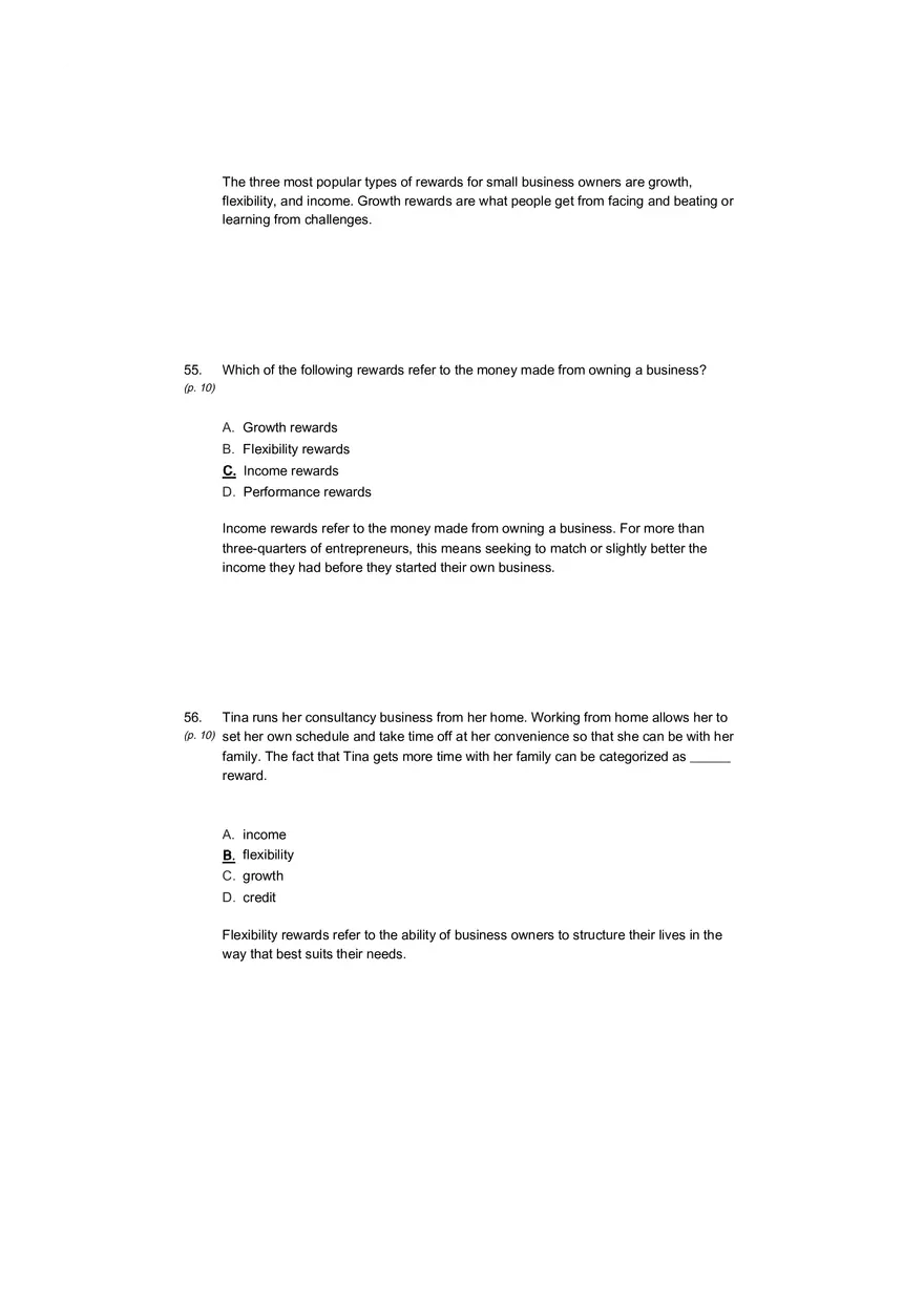 Small Business Its Opportunities and Rewards (Answer Key) Part 2 - Page 9