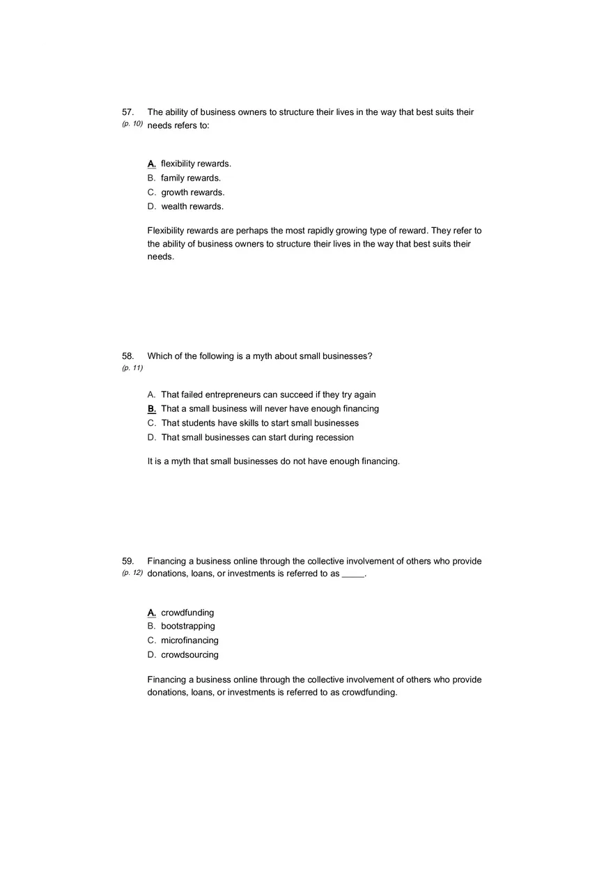 Small Business Its Opportunities and Rewards (Answer Key) Part 2 - Page 10