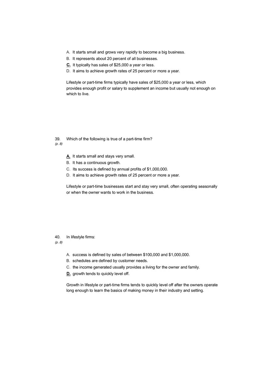 Small Business Its Opportunities and Rewards (Answer Key) Part 2 - Page 3
