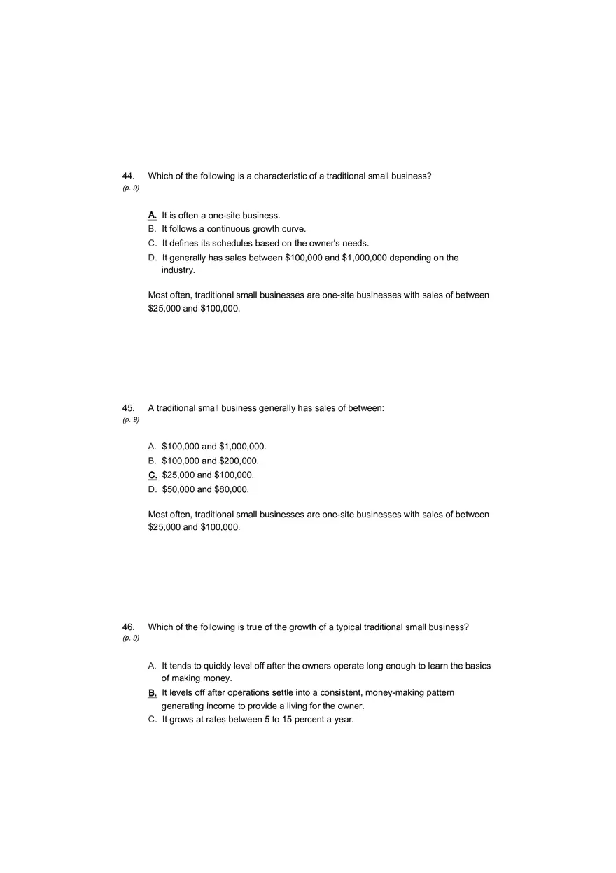 Small Business Its Opportunities and Rewards (Answer Key) Part 2 - Page 5