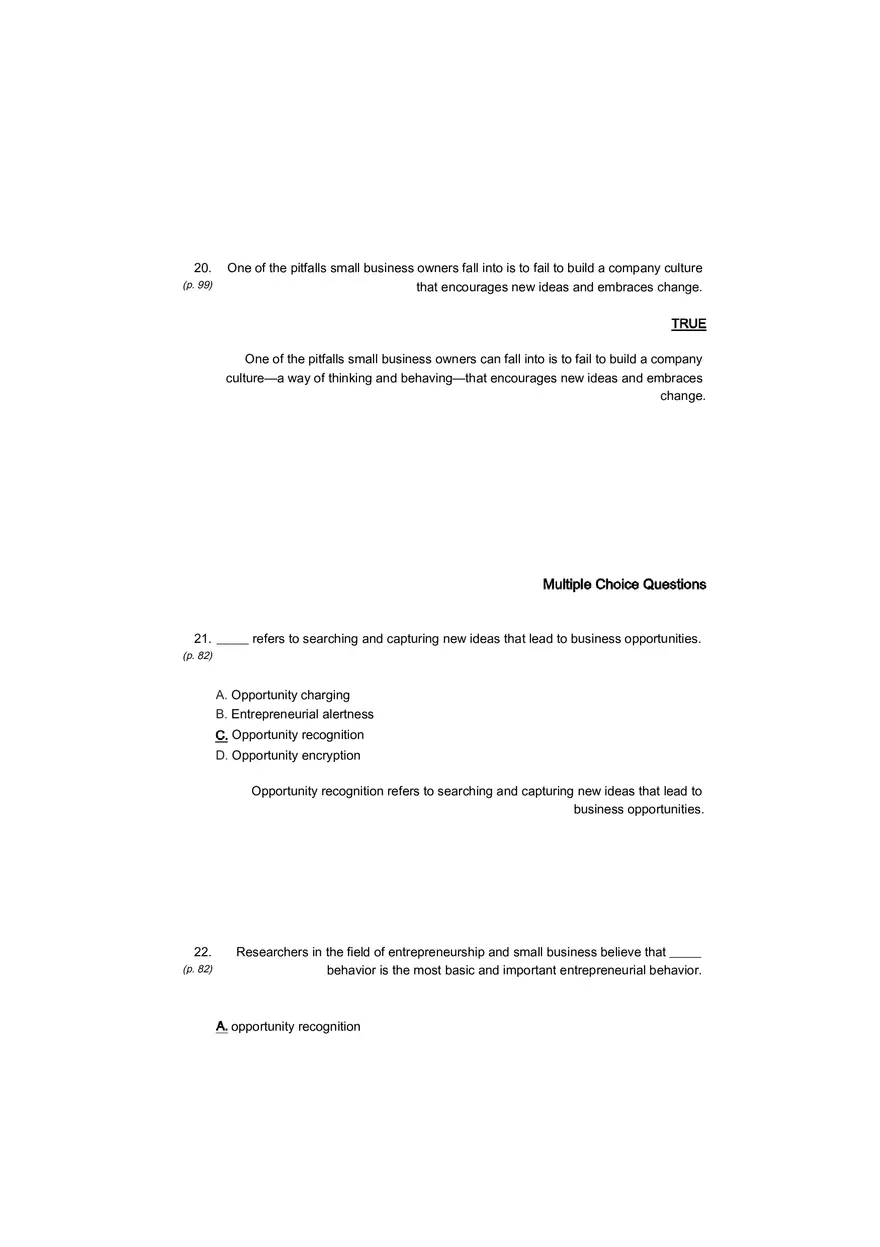 Small Business Its Opportunities and Rewards (Answer Key) Part 7 - Page 6
